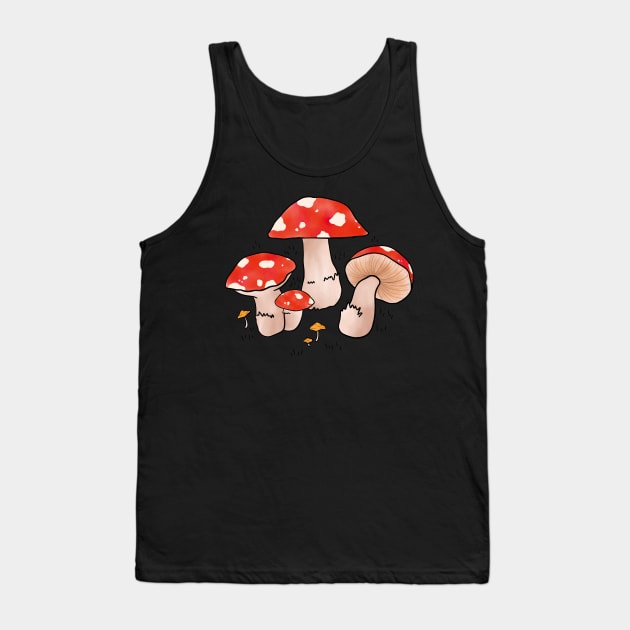 Red Mushroom Forest Cottage Fairy Aesthetic Tank Top by Trippycollage